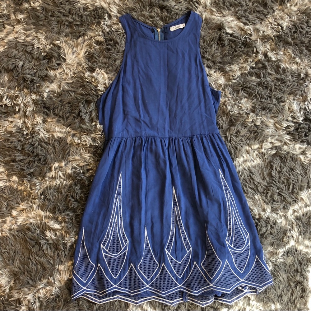 Blue Tobi Dress with Mesh Detail